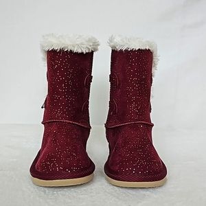 OLD NAVY | Burgundy Wine Sparkle Toggle Baby Winter Boots